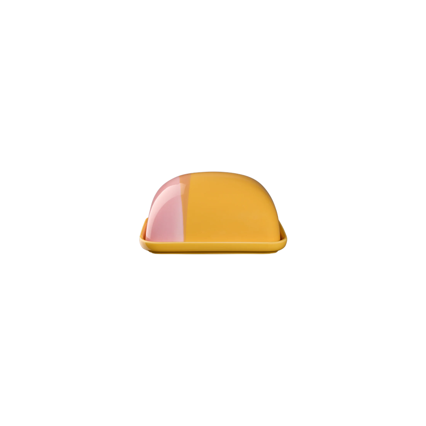 Asa Selection: JOY Beurrier en porcelaine jaune/rose 15,5 cm