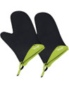 Spring Swiss Design: Paire de gants pour le four noirs intérieur vert