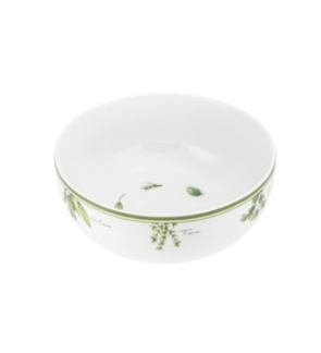 La Porcellana Bianca: porseleinen slakom met kruidendecor 23 cm