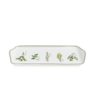 La Porcellana Bianca : plateau rectangulaire en porcelaine décor herbes