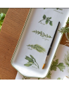 La Porcellana Bianca : plateau rectangulaire en porcelaine décor herbes