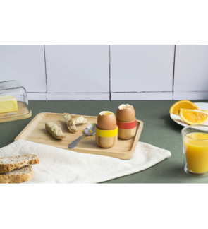 Pebbly:  Ei-dopje van bamboe met gele rand