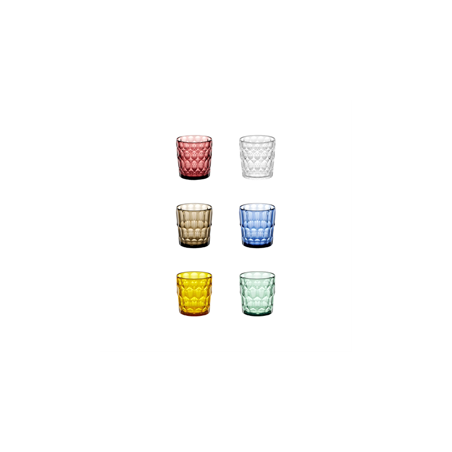 Guzzini: Set van 6 gekleurde Vanity glazen Guzzini: Set van 6 gekleurde Vanity glazen