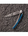 Deejo: Couteau de poche 37gr Globe Trotter finition titane gris manche aluminium bleu