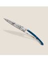 Deejo: Couteau de poche 37gr Globe Trotter finition titane gris manche aluminium bleu
