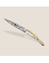 Deejo: Couteau de poche 37gr Terra incognita finition titane gris manche bois d'olivier