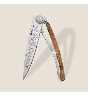 Deejo: Viking 37gr zakmes met bedrukt aluminium handgreep