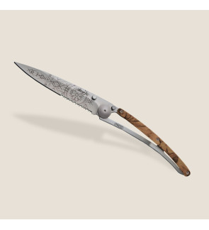 Deejo: Couteau de poche 37gr Viking finition titane gris manche aluminium imprimé
