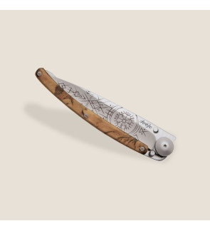 Deejo: Couteau de poche 37gr Viking finition titane gris manche aluminium imprimé
