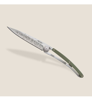 Deejo: Couteau de poche 37gr Viking finition titane gris manche aluminium kaki