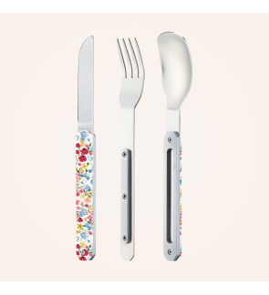 Akinod: Set de 3 couverts de voyage/pique-nique fleurs pastel