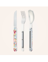 Akinod: Set de 3 couverts de voyage/pique-nique fleurs pastel
