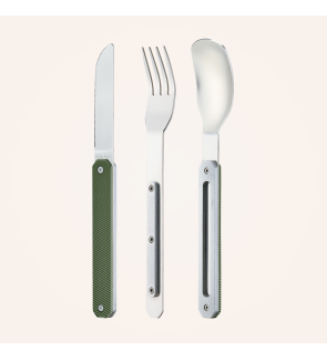Akinod: Set de 3 couverts de voyage/pique-nique aluminium kaki