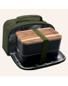 Akinod: Set bento noir double étage & lunch bag isotherme vert foncé