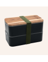 Akinod: Set bento noir double étage & lunch bag isotherme vert foncé