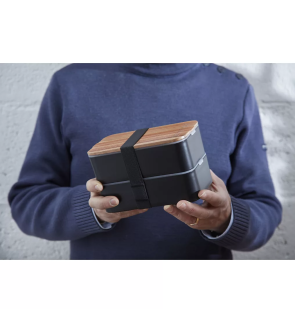 Akinod: Bento noir double compartiment