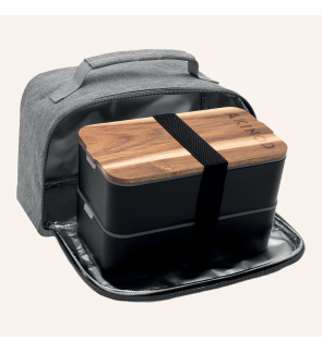 Akinod: Set bento noir double étage & lunch bag isotherme gris
