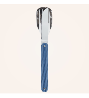 Akinod: Set de 3 couverts de voyage/pique-nique aluminium bleu