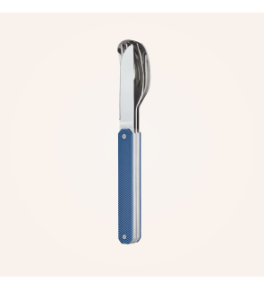 Akinod: Set de 3 couverts de voyage/pique-nique aluminium bleu