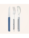 Akinod: Set de 3 couverts de voyage/pique-nique aluminium bleu