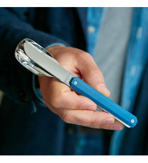 Akinod: Set de 3 couverts de voyage/pique-nique aluminium bleu