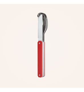 Akinod: Set de 3 couverts de voyage/pique-nique aluminium rouge