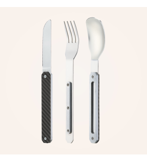 Akinod: Set de 3 couverts de voyage/pique-nique carbone