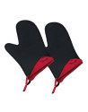 Spring Swiss Design: Paire de gants pour le four noirs intérieur rouge