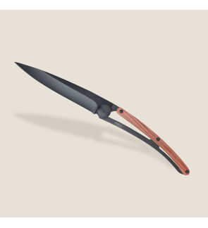 Deejo: Couteau de poche 37gr finition titane noir manche bois corail