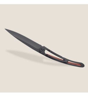 Deejo: Couteau de poche 37gr finition titane noir manche bois corail