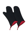 Spring Swiss Design: Paire de gants pour le four long noirs intérieur rouge