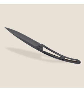 Deejo: 37gr zwart titanium zakmes met handvat van koolstofvezel