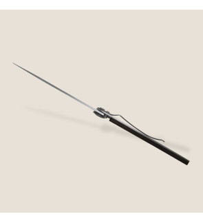 Deejo: 37gr grijs titanium zakmes met handgreep van ebbenhouten