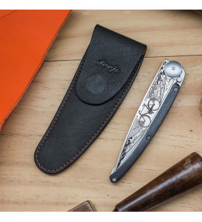 Deejo: Etui de ceinture pour couteau de poche 37g, Mocca