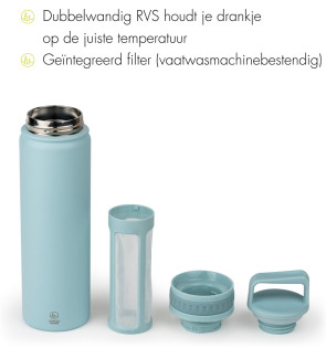 Leopold: Blauwe isoleerfles met filter