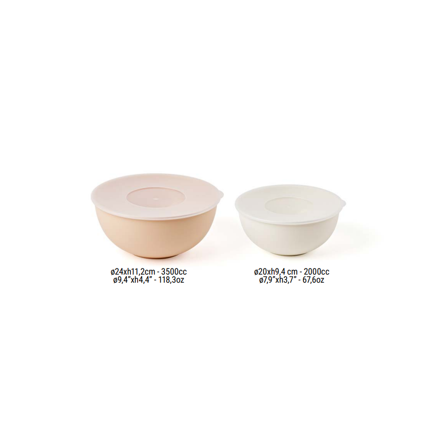 Guzzini:  Duo de saladiers avec couvercles rose/blanc