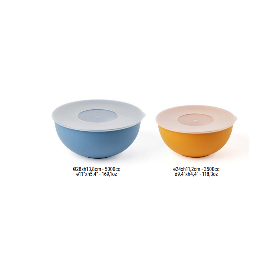 Guzzini:  Duo de saladiers avec couvercles bleu et orange