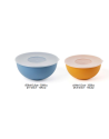 Guzzini:  Twee slakommen met deksels blauw/oranje