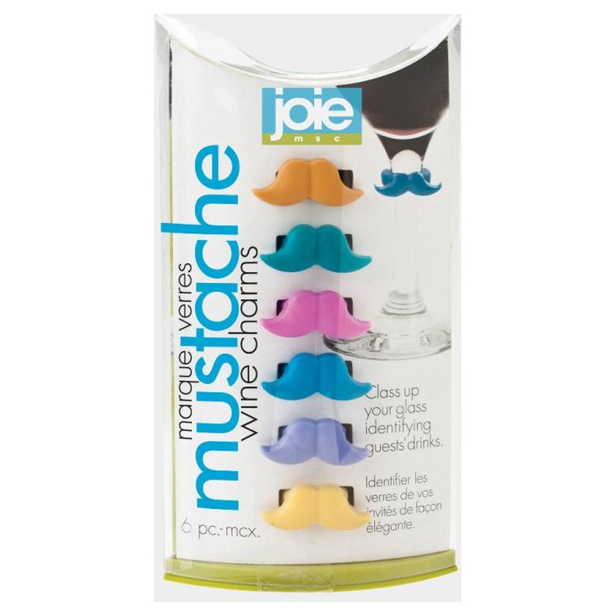 Joie MSC: Lot de 6 marques verres en silicone moustache Joie MSC: Lot de 6 marques verres en silicone moustache
