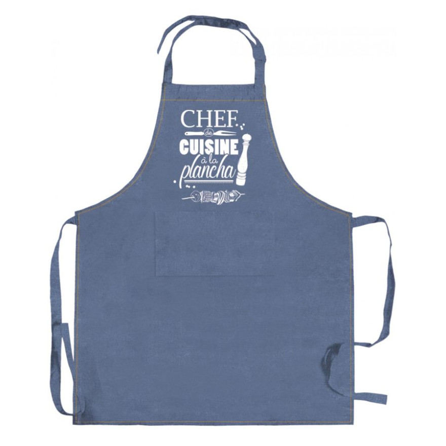 Winkler: Tablier bleu jeans "Chef cuisine à la plancha"