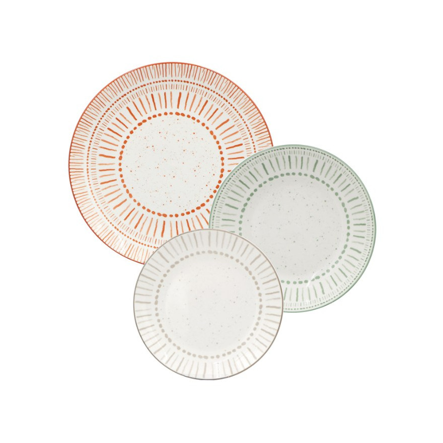 Domino Italian Design: Set vaisselle 18 pièces 3 couleurs Tribalia