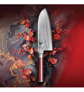 KAI:  Shun Klassiek Rood Japans Mes Santoku 19 cm Limited Edition (DM 0717RD)