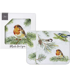 Ihr: Set de 4 sous-verre oiseau rouge-george