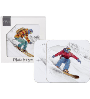 Ihr: Set de 4 sous-verre skier à la montagne