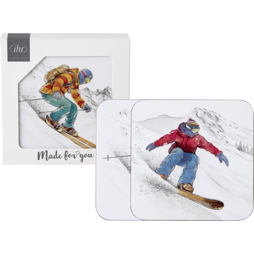 Ihr: Set van 4 skiën in de bergen onderzetters