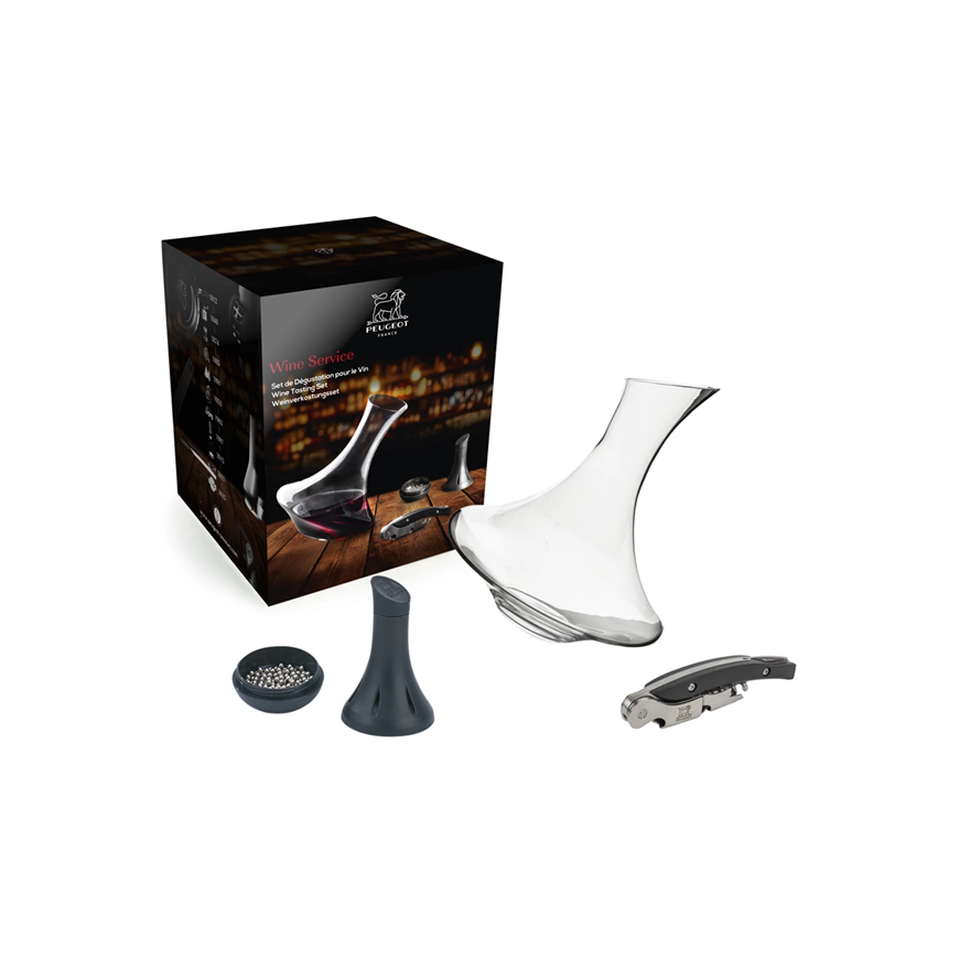 Peugeot: Coffret Peugeot Wine Service : carafe + boules de nettoyage + tire-bouchon sommelier Malbec