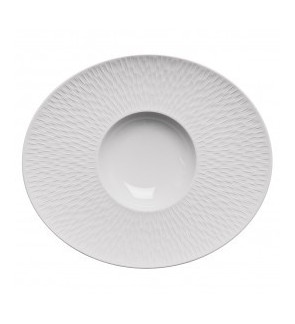 Guy Degrenne: Boréal Satin Blanc Assiette gourmet ovale 30x26cm