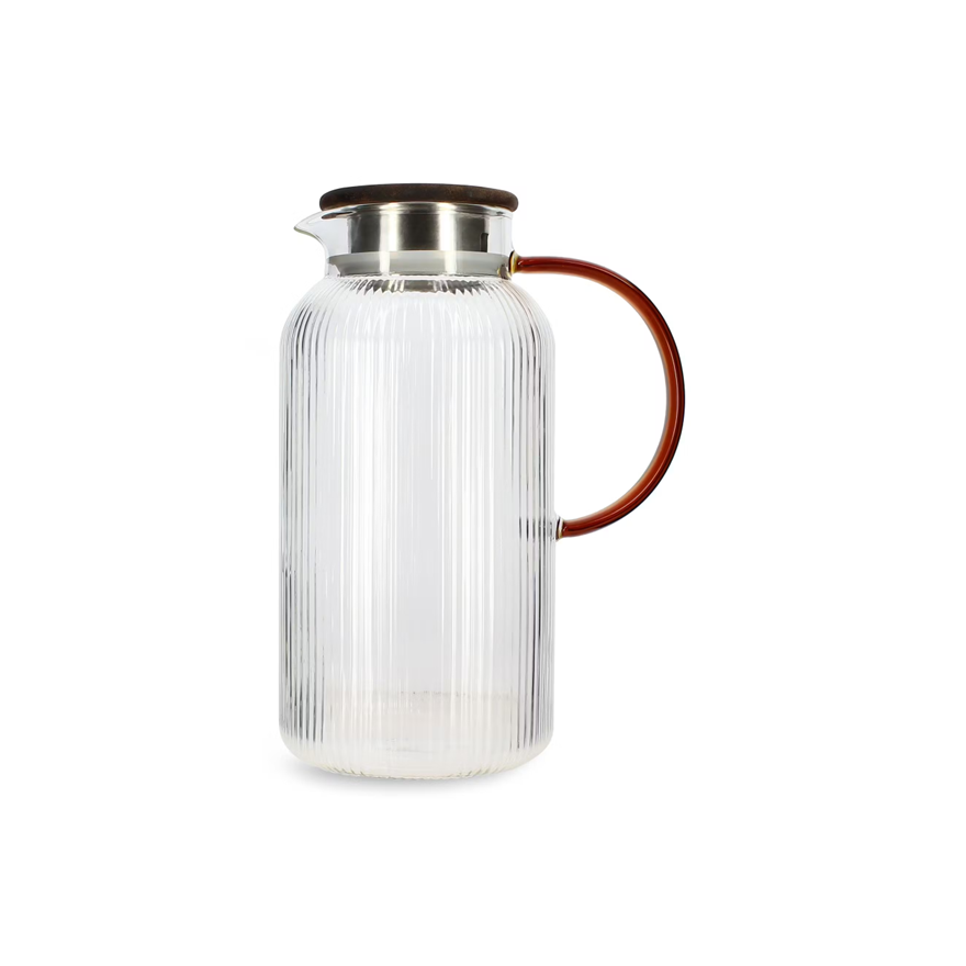 OGO:  KARL 2L borosilicaatglazen kan met oranje handvat