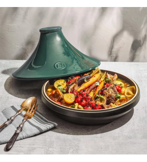 Emile Henry: Delight Colorama Tajine noire/verte 32 cm
