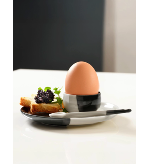 Asa Selection: JOY Coquetier en porcelaine noir/beige 3 x 5 cm